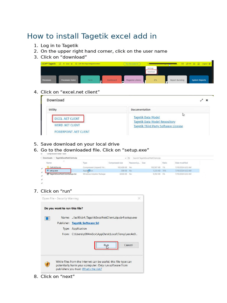 Installing Tagetik Excel Add-In Guide | PDF