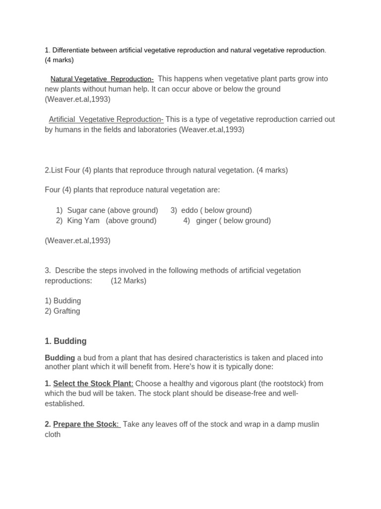 Vegetative Reproduction Methods Explained | PDF | Grafting | Plants