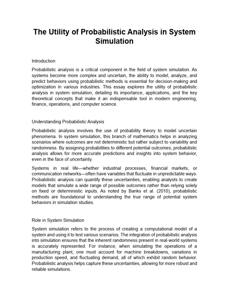 The Utility of Probabilistic Analysis in System Simulation | PDF ...