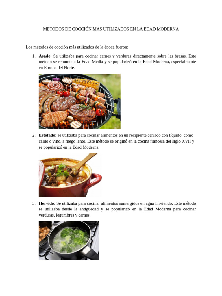 Métodos de Cocción en la Edad Moderna | PDF | Cocinando | Estofado