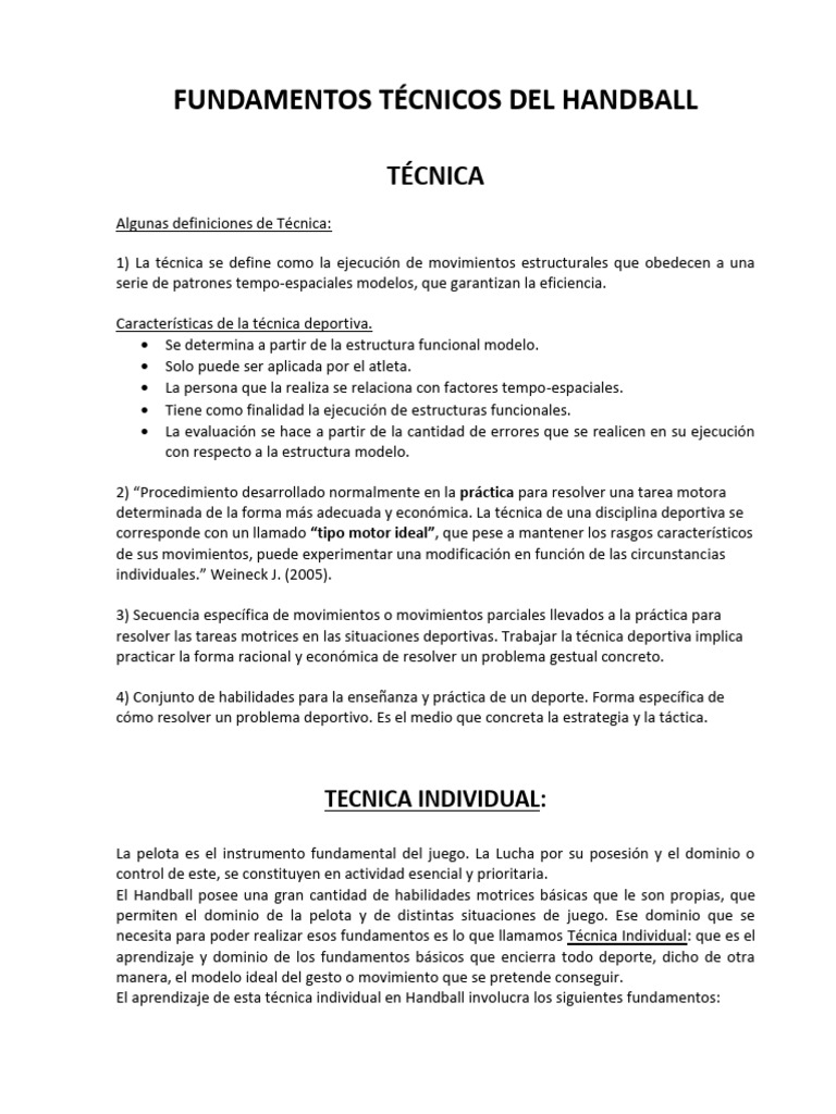 Fundamentos t cnicos handball ii isef 11 pdf mano hombro