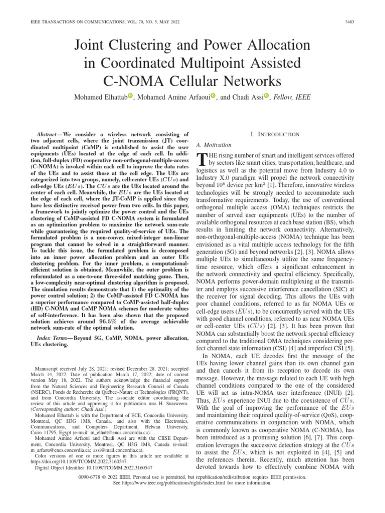 C-NOMA Power Allocation and Clustering | PDF | Cellular Network ...