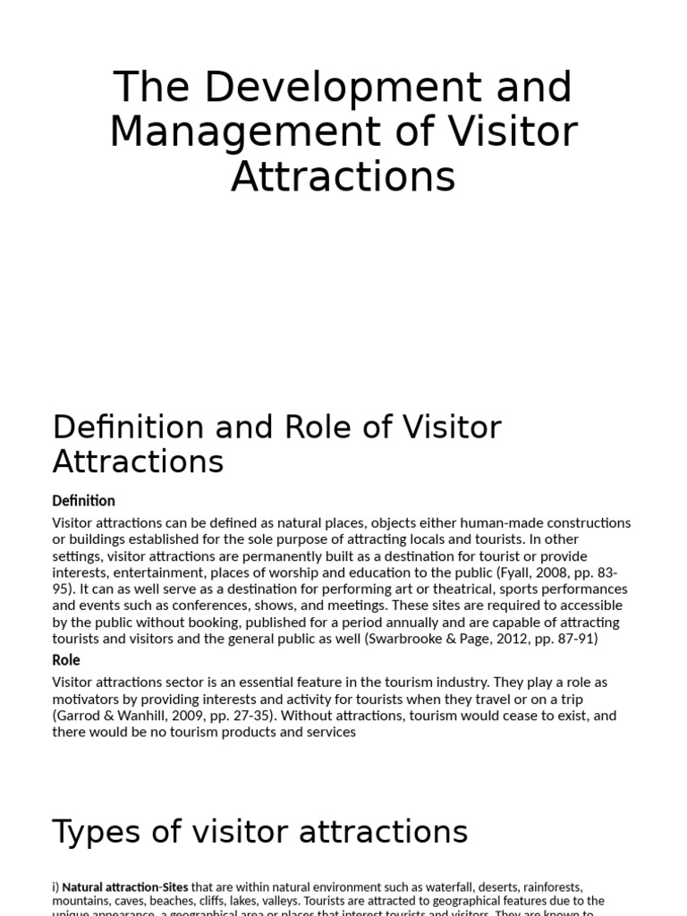 6.0 The Development and Management of Visitor Atrractions | PDF | Tourism