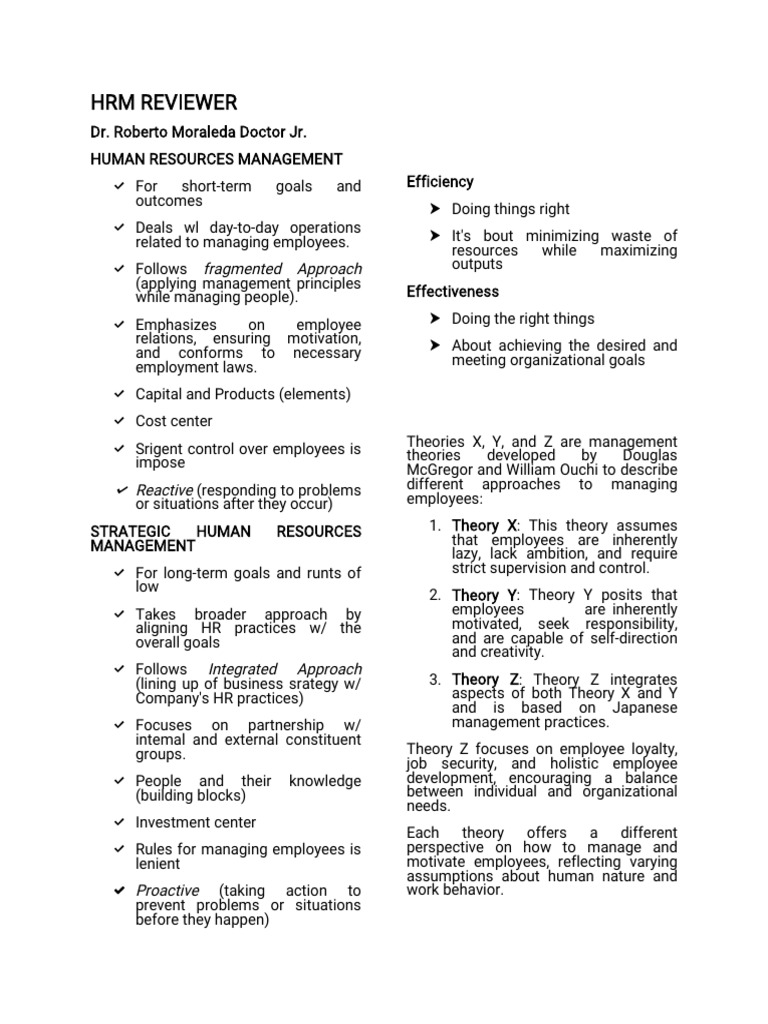 Human Resources Management Overview | PDF | Human Resource Management ...