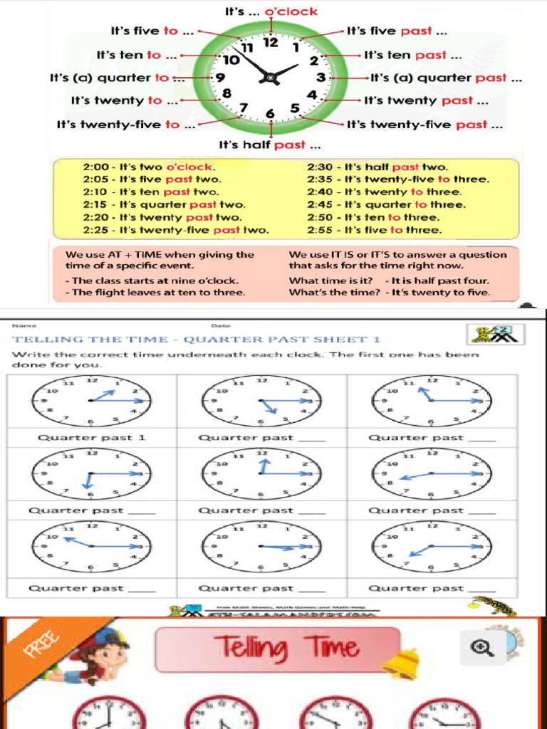 Telling Time Task | PDF