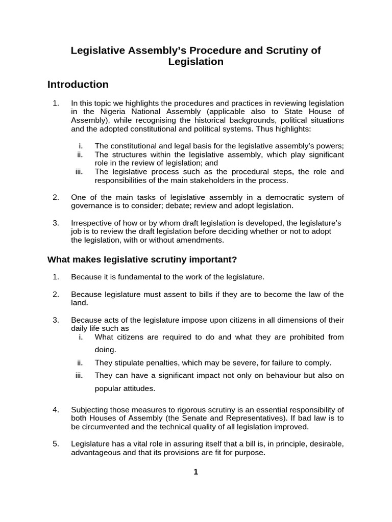 Nigeria Legislative Assembly Review Process | PDF | Bill (Law ...