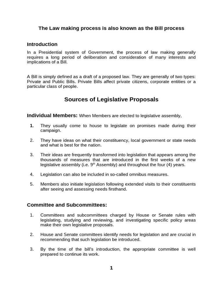 Stages of the Law Making Process | PDF | Committee | Bill (Law)
