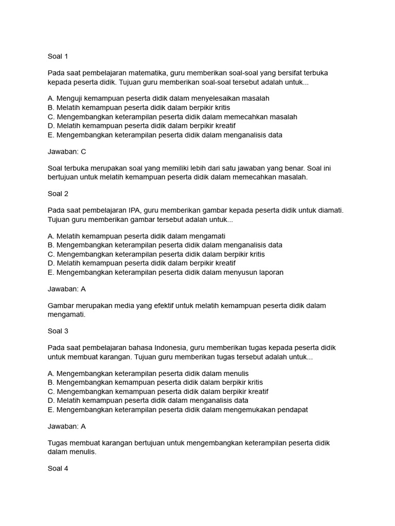 Soal 1 PCK PPG | PDF | Ilmu Sosial | Seni