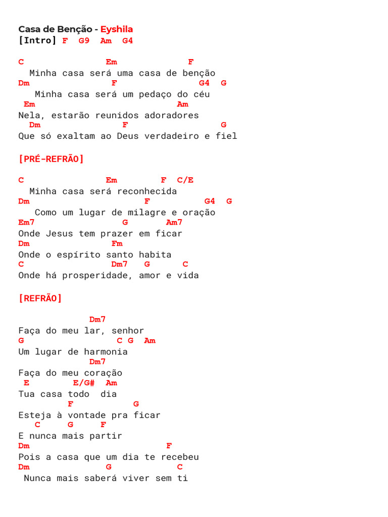 Casa de Benção - Letra de Eyshila | PDF