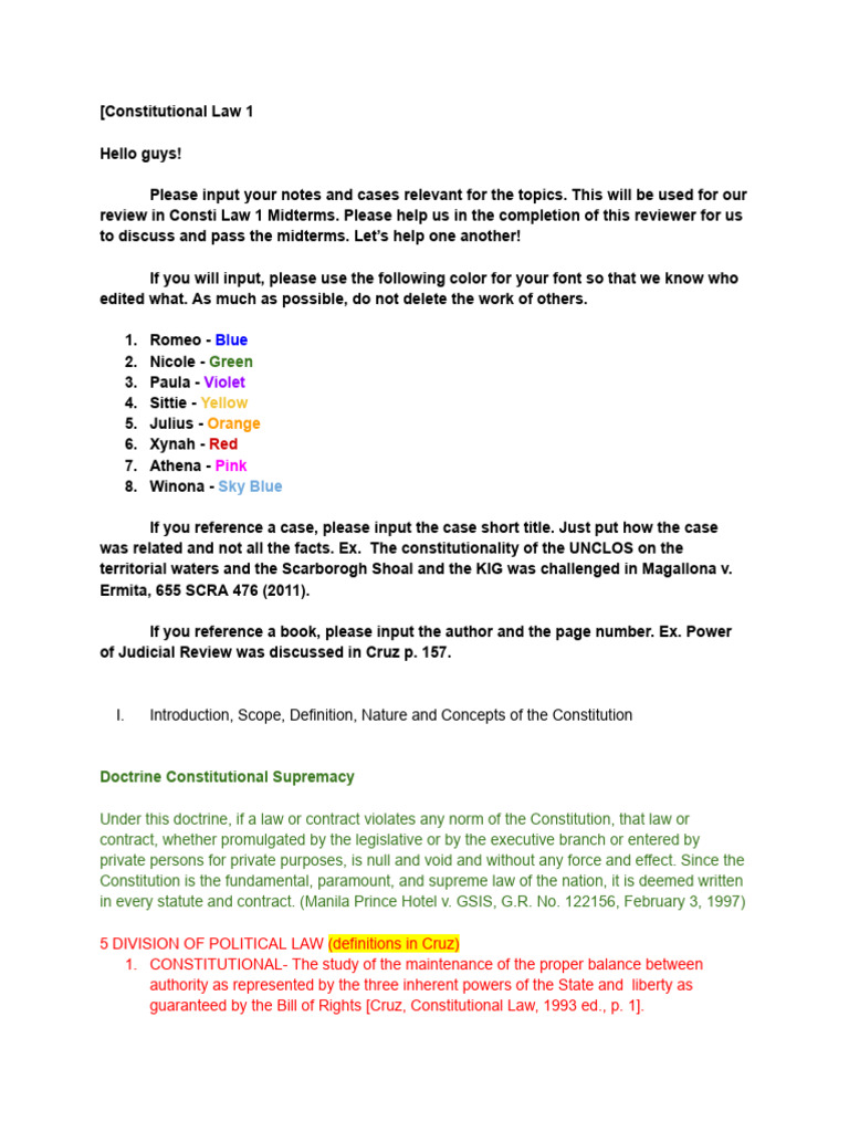 Consti - Midterm Reviewer | PDF | Territorial Waters | Separation Of ...