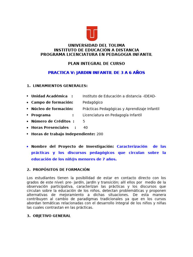 Práctica Pedagógica en Jardín Infantil | PDF | Educación de la primera ...