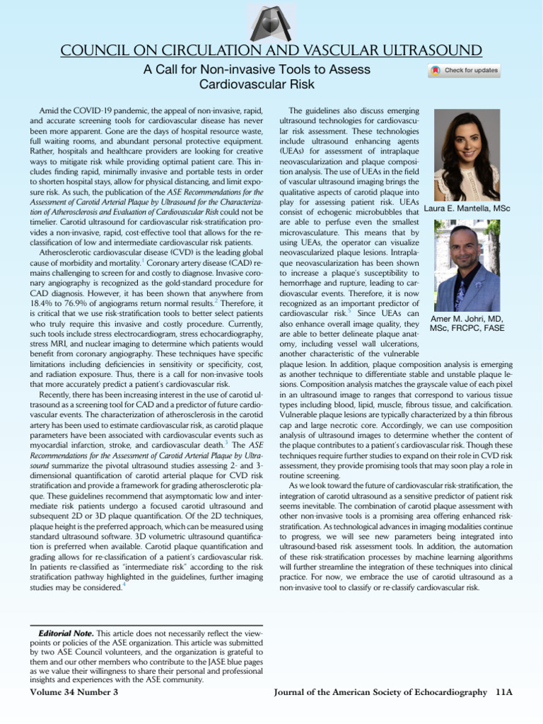 A Call For Non Invasive Tools To Assess Cardiovasc | PDF | Atheroma ...