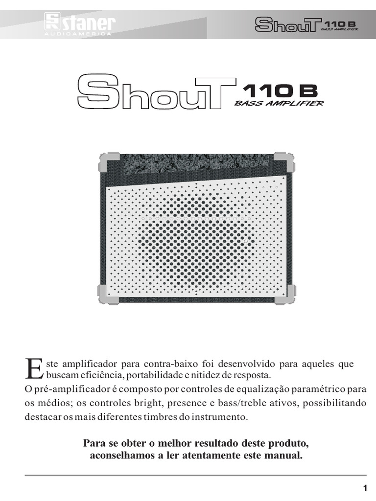 Amplificador para Contra-Baixo Shout 110B | PDF | Equalização (áudio ...