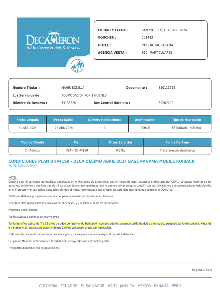 Voucher Hotel 6846 | PDF | Hotel