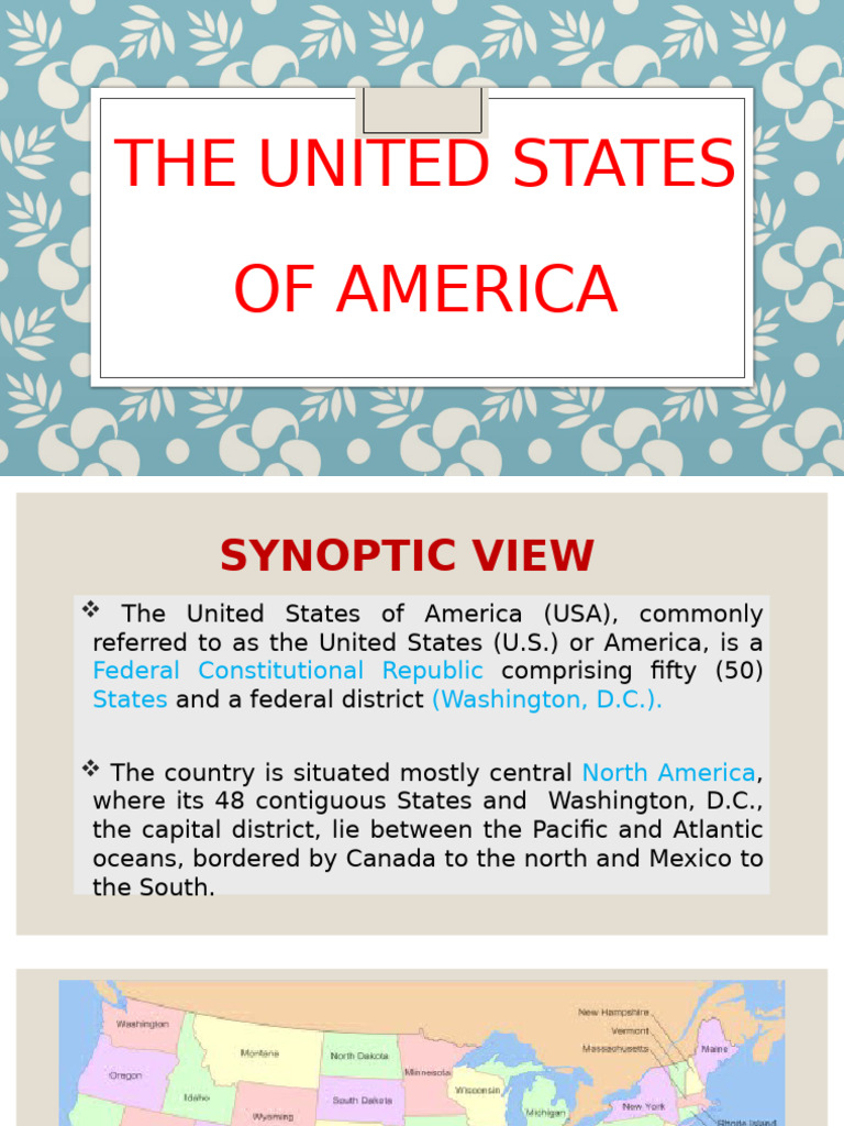 Synoptic View of America | PDF | U.S. State | The United States