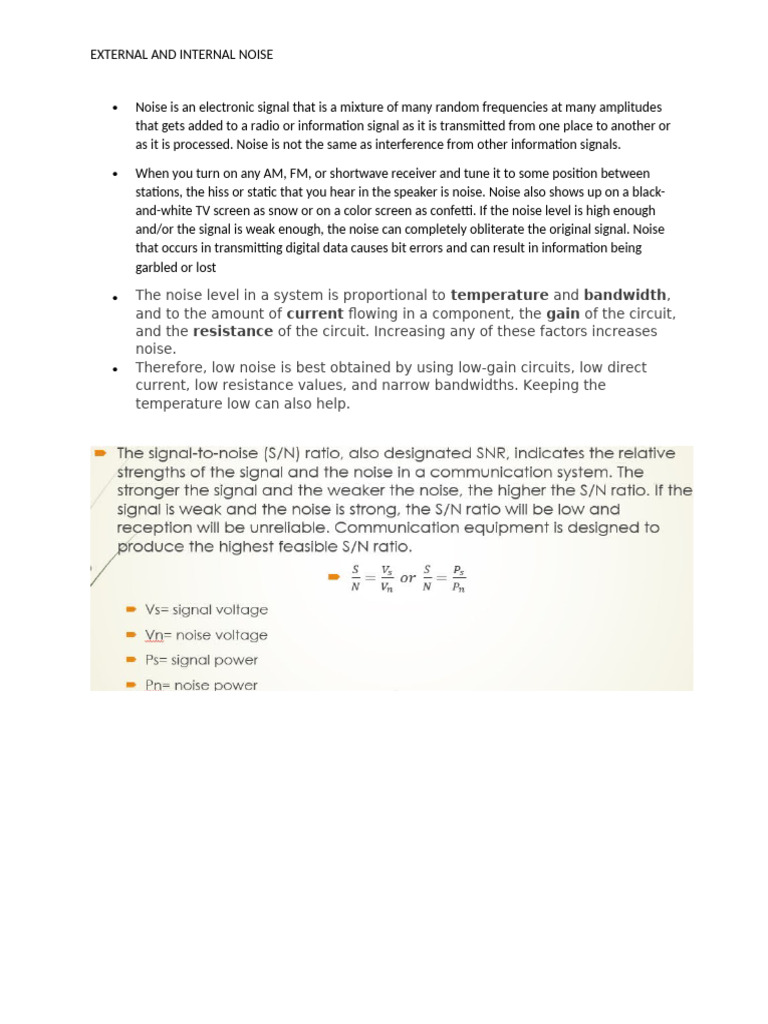 Understanding External and Internal Noise | PDF | Amplifier | Distortion