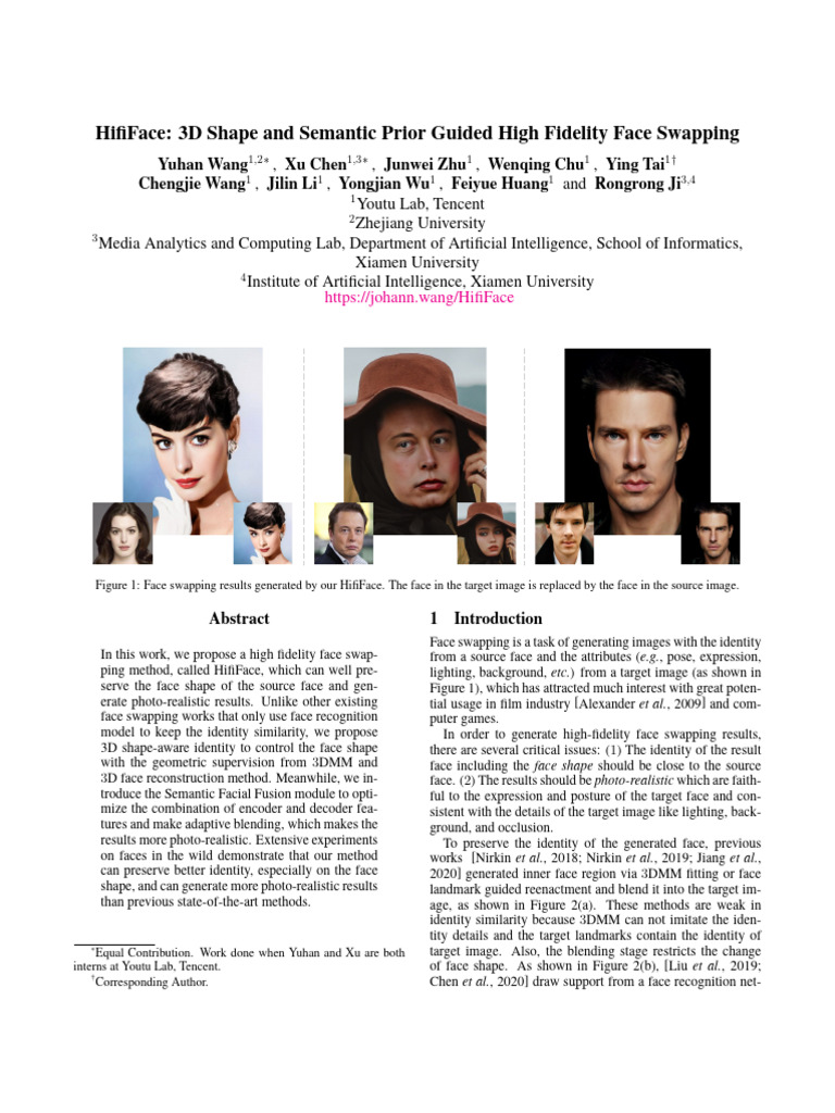 HiFiFace: Advanced 3D Face Swapping | PDF | 3 D Computer Graphics ...