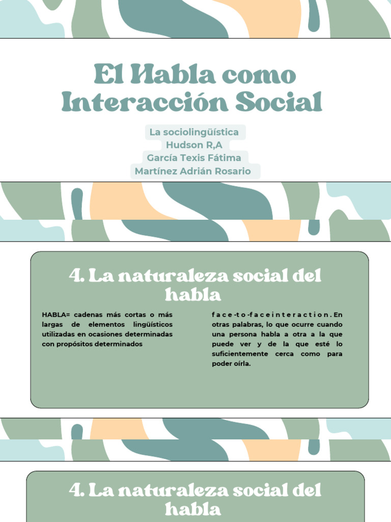El Habla Como Interacción Social | PDF | Habla | Lingüística
