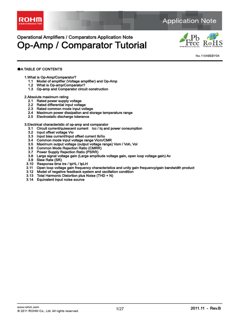 Rohm OP-AMP Comparator Application Note | PDF | Operational Amplifier ...