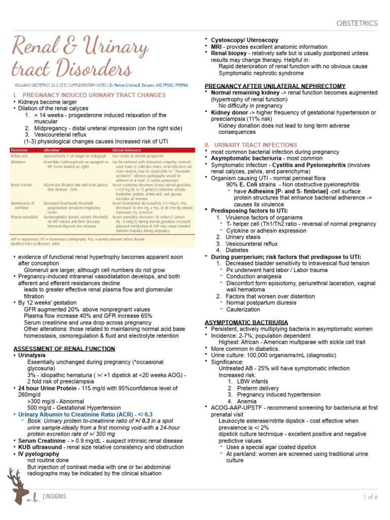 Insignis OB Renal and Urinary Tract Disorders | PDF | Chronic Kidney ...