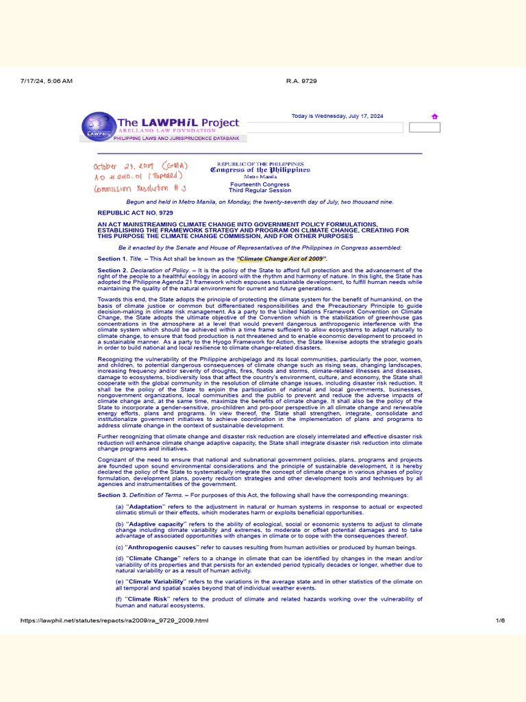 Ra 9729 - 202409141028 - 43354 | PDF | Greenhouse Gas | Nature