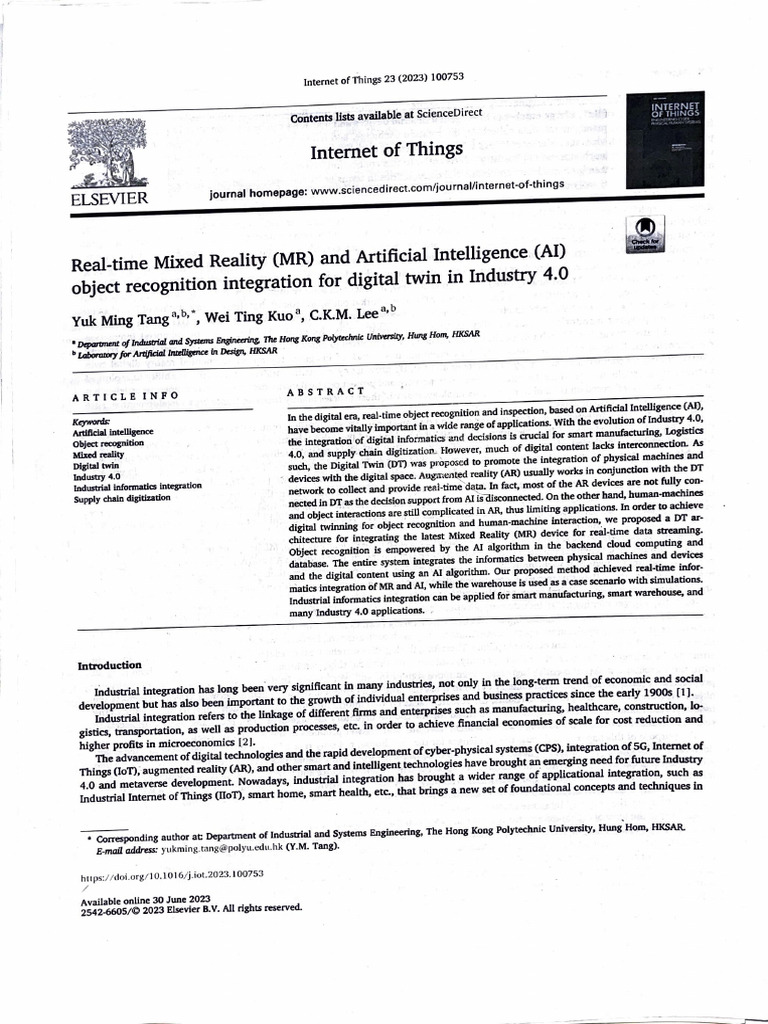 MR and AI Integration for Industry 4.0 | PDF | Augmented Reality ...