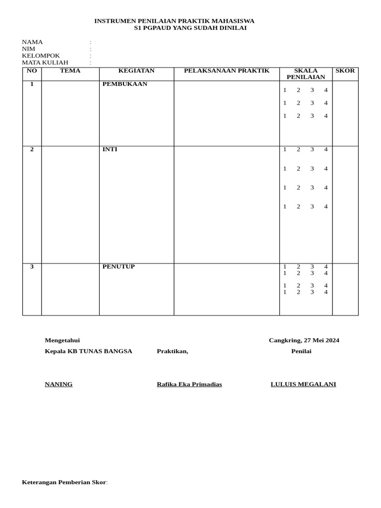 Template Instrumen Penilaian Kognitif | PDF