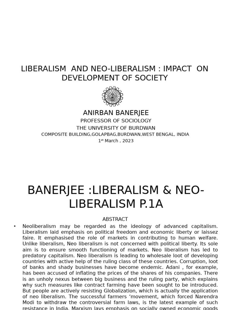 Liberalism and Neo Liberalism Impact On | PDF | Neoliberalism | Liberalism