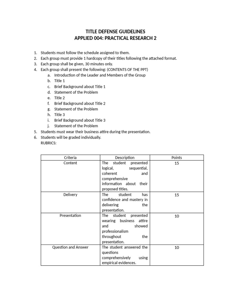 TITLE Defense Guidelines | PDF