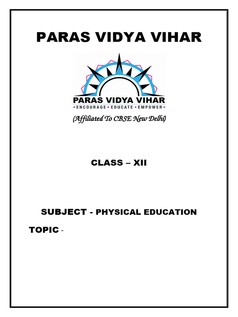 Physical Education Cover Page PDF Business Art