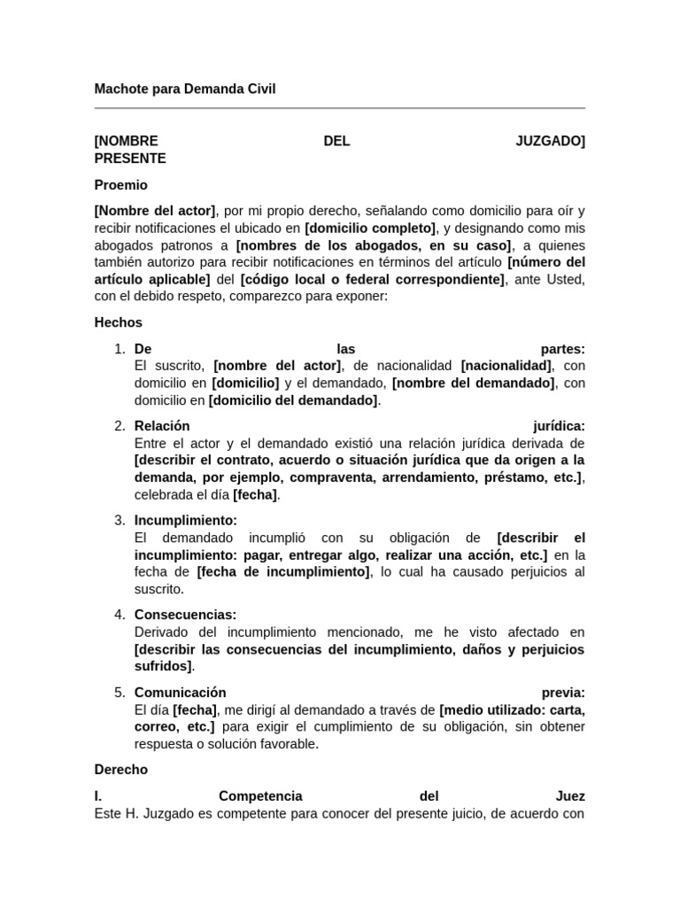 Machote | PDF | Demanda judicial | Daños y perjuicios