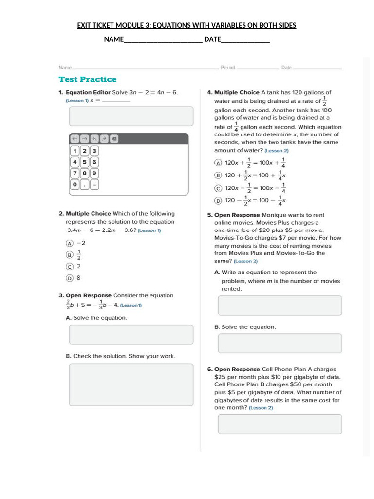 Exit Ticket Module 3 G8 | PDF | Finance & Money Management