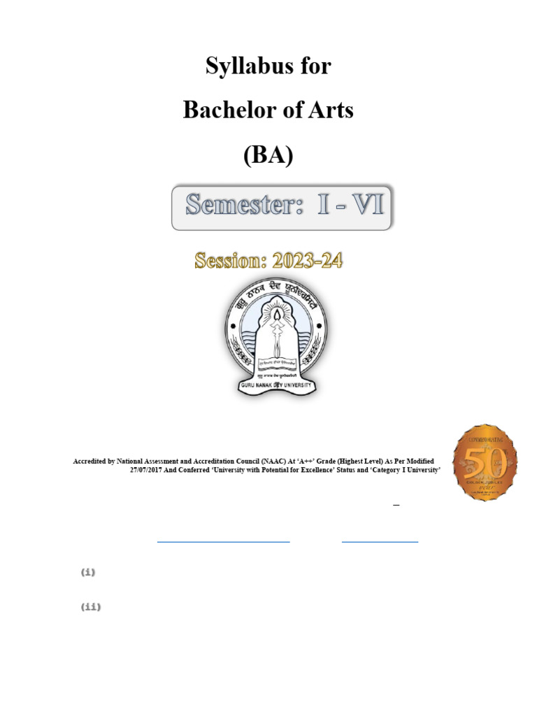 BA OL Syllabus GNDU 2023-24 | PDF