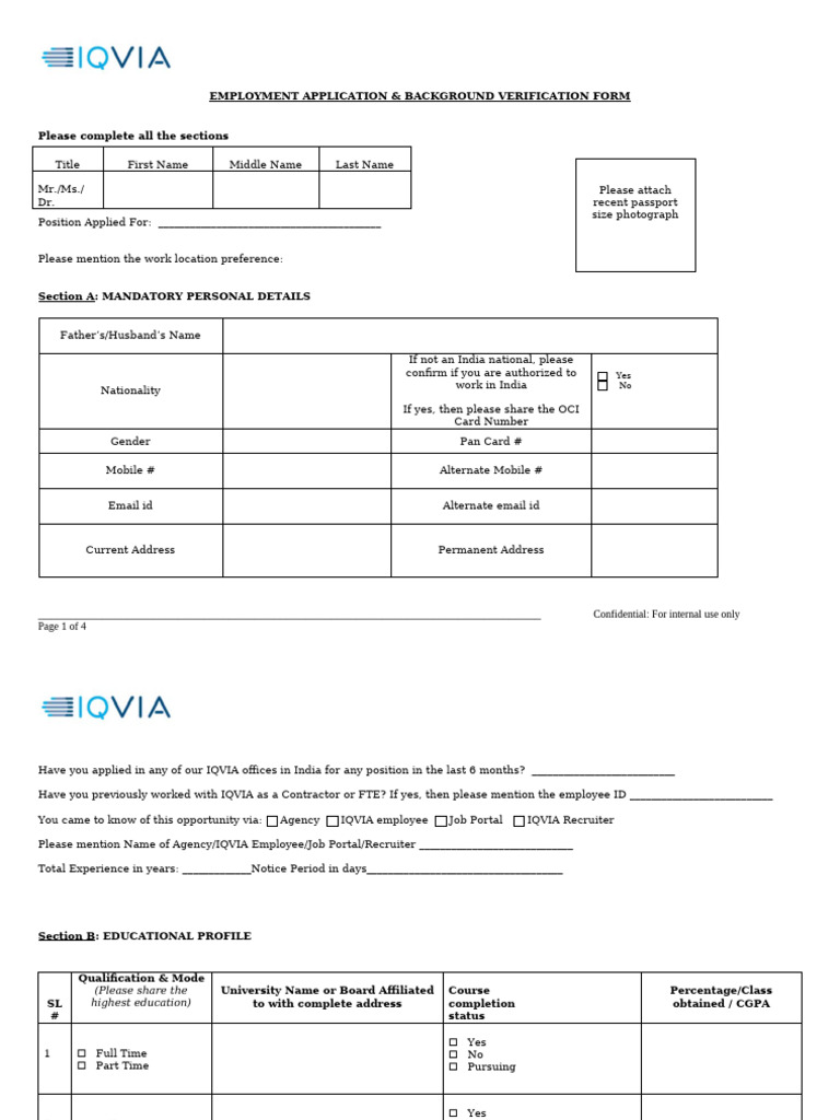 Employment application form pdf background check