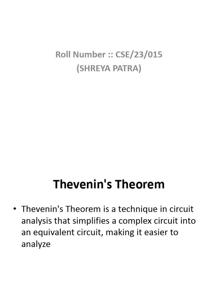Thevenins & Norton Theory | PDF | Electrical Network | Electrical ...