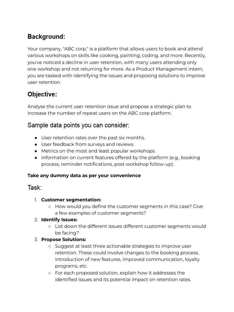 32nd - Product Management Intern Case Study | PDF | Career & Growth ...