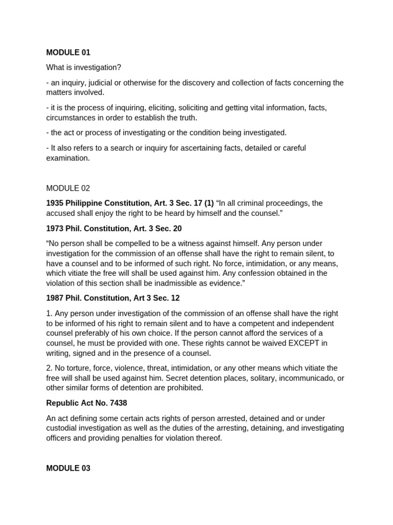 Overview of Criminal Investigation Methods | PDF | Right To Silence ...