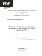 PRÁTICA 8 - CONFIRMAÇÃO DA PRIMEIRA LEI DE NEWTON