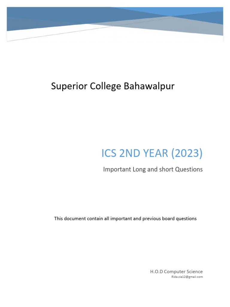 ICS 2nd Year Imprtant (Updated) | PDF | Databases | Control Flow