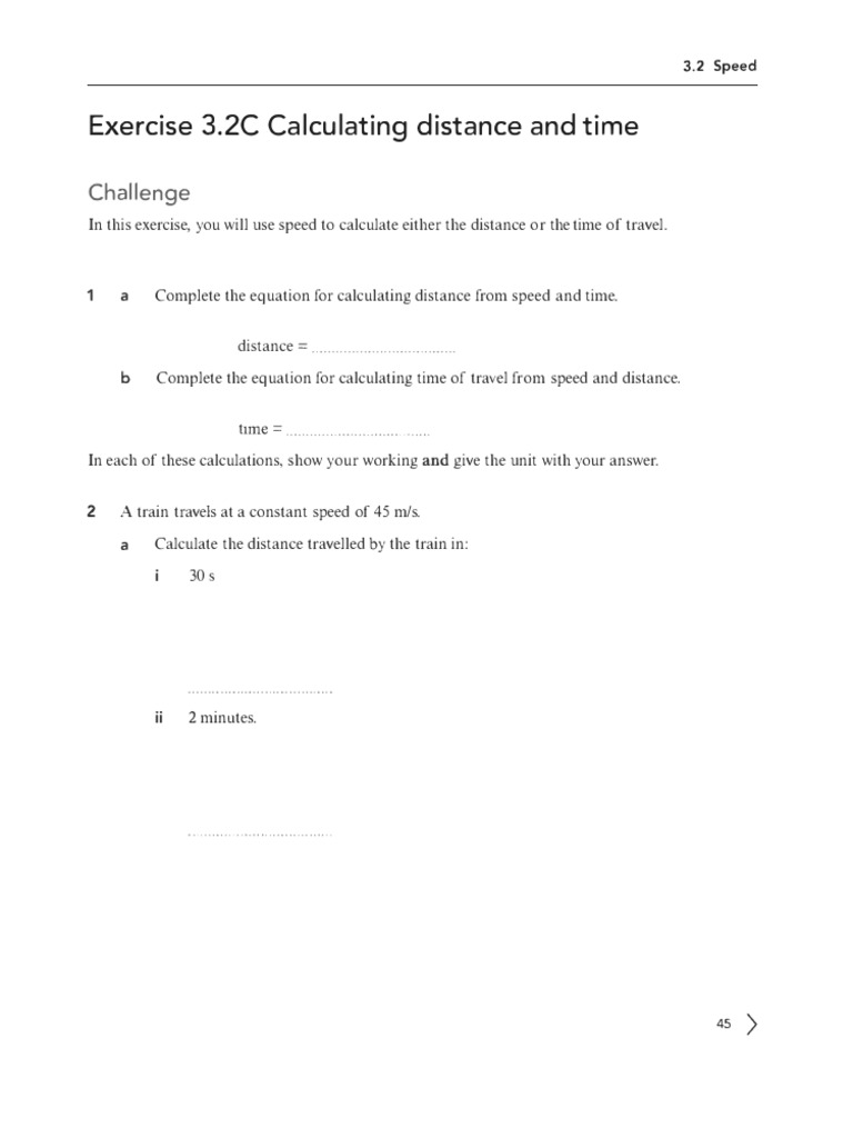 Distance and Time Calculation Exercise | PDF | Speed | Classical Mechanics