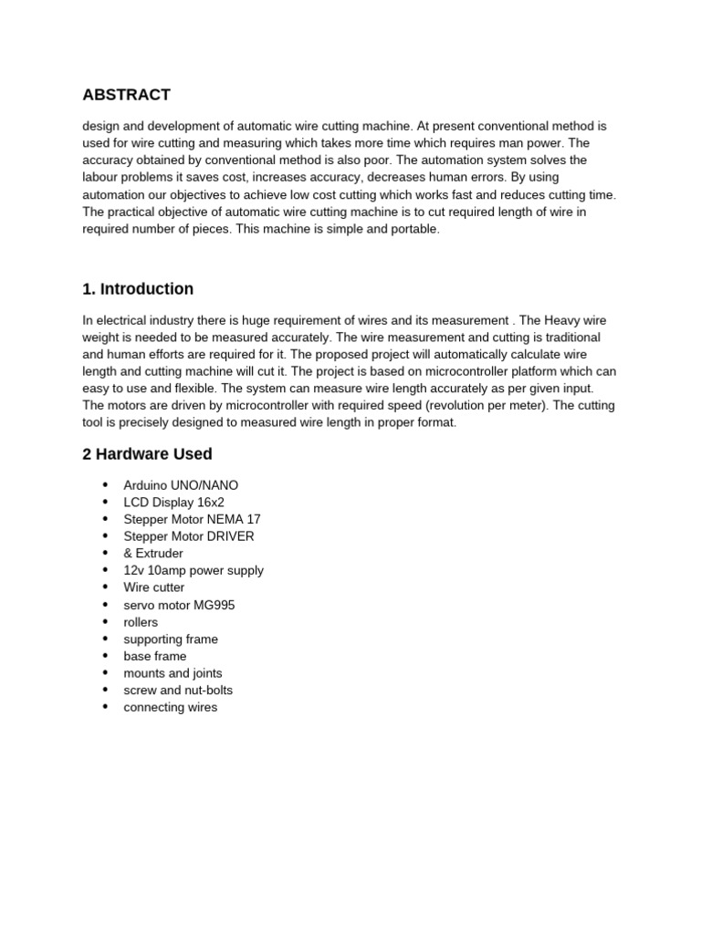 automatic wire cutter project details | PDF | Manufactured Goods ...