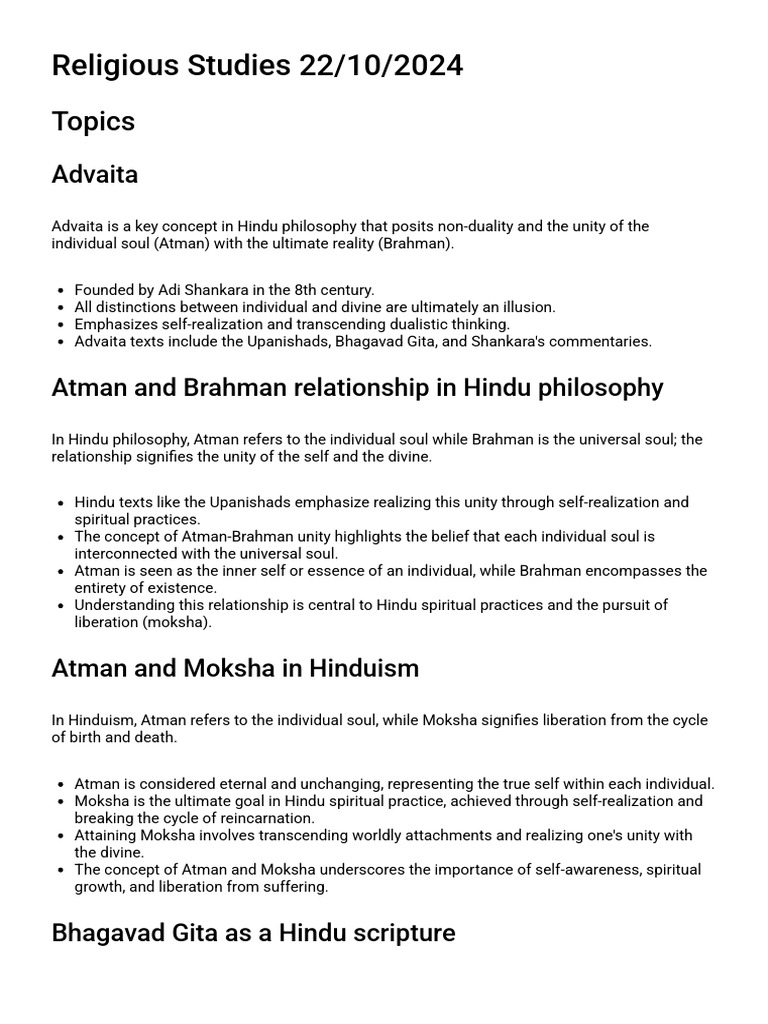 Key Concepts in Hindu Philosophy | PDF | Brahman | Hindu Deities