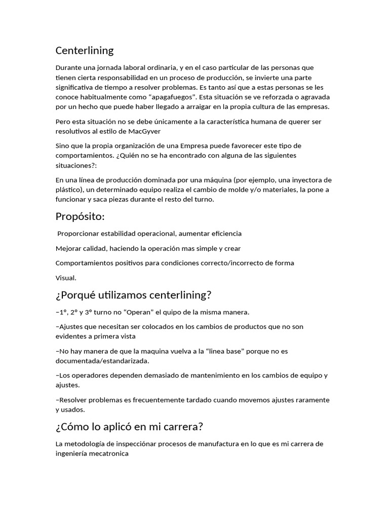 Optimización de Procesos con Centerlining | PDF