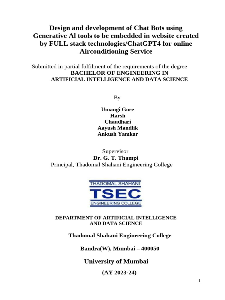 AI Chatbot for AC Services | PDF | Computer Science | Information ...