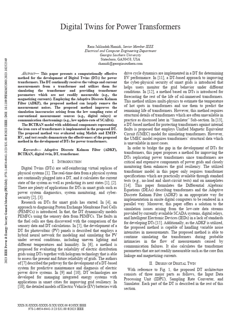 Digital Twins For Power Transformers | PDF | Transformer | Inductor