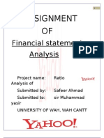 Assignment OF: Financial Statement Analysis