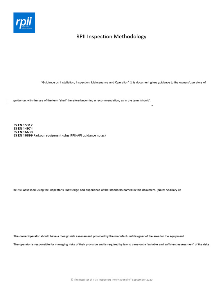 RPII Playground Inspection Guide | PDF | Playground | Risk