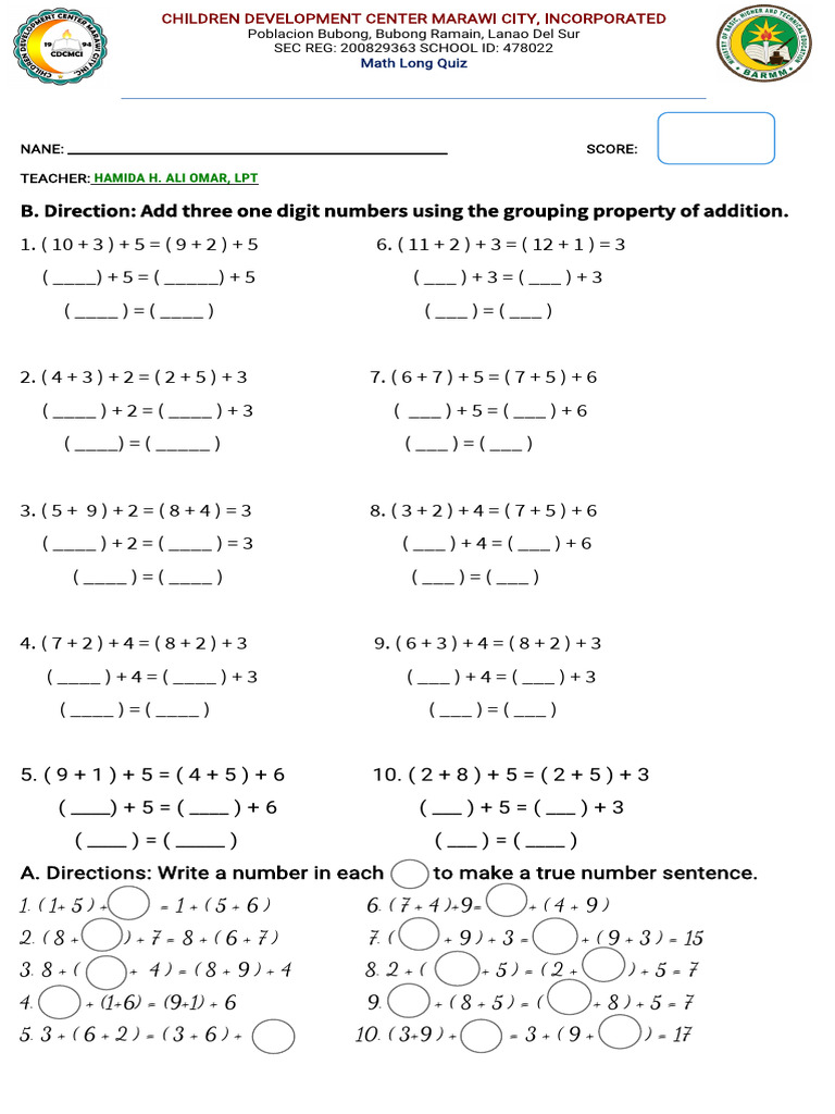 Math Long Quiz for Children | PDF