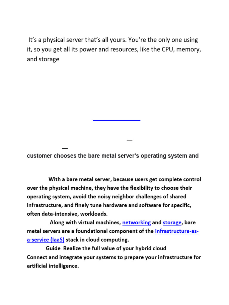 Understanding Bare Metal Servers | PDF | Cloud Computing | Computer ...