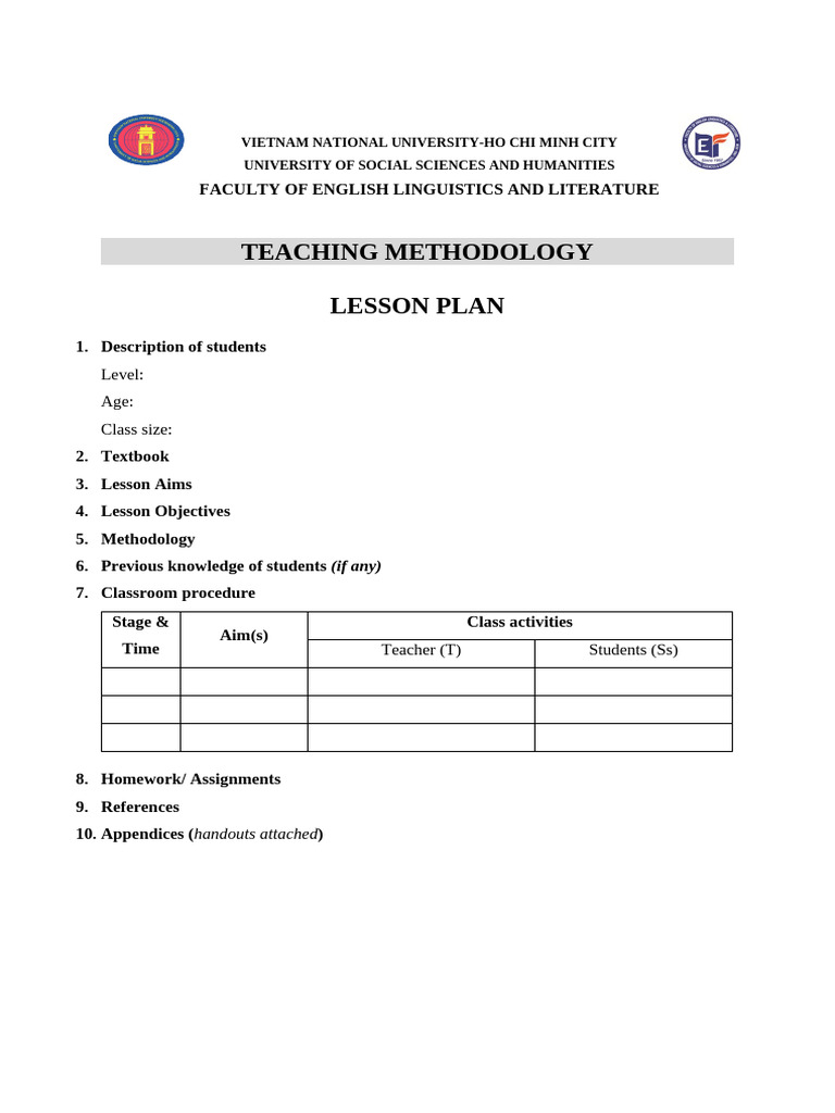 English Teaching Methodology Lesson Plan | PDF | Language Arts & Discipline
